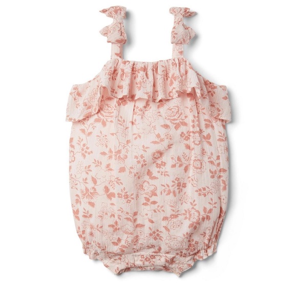 Like new Janie and Jack BABY FLORAL BOW STRAP ROMPER. - Picture 5 of 5